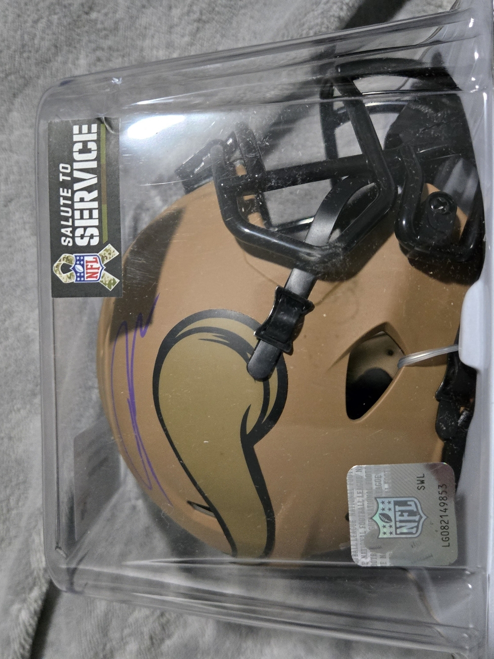 NFL Salute To Service Minnesota Vikings Mini Helmet - Signed By Jordan Addison
